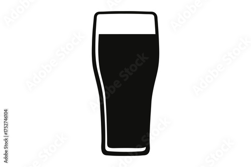 Beer glass icon, beer pint glass silhouette vector