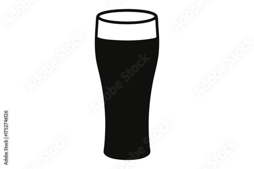 Beer glass icon, beer pint glass silhouette vector