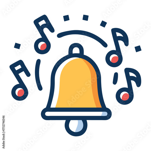 Melody of the Bell: A vibrant illustration depicts a classic bell, accompanied by musical notes dancing around it, suggesting the resonance and charm of sound.