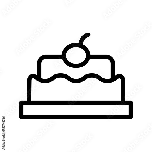 Birthday Cake Line Icon Minimal Celebration and Party Symbol for Birthday, Anniversary, and Festive Concepts