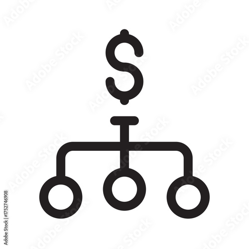  Dollar Distribution Network Icon Budget Allocation Hierarchy Outline Vector