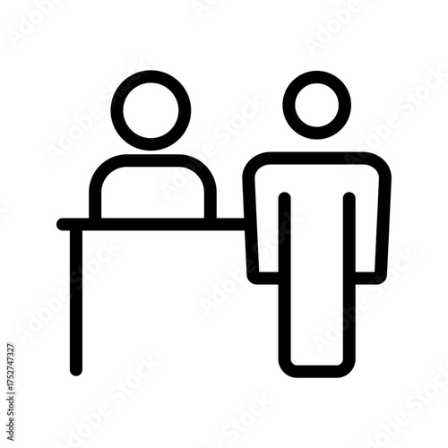 Reception Desk Line Icon Minimal Hotel and Office Front Desk Symbol for Service, Hospitality, and Customer Support Concepts