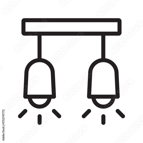 Ceiling Spotlights Icon Stage & Track Lighting Outline Vector