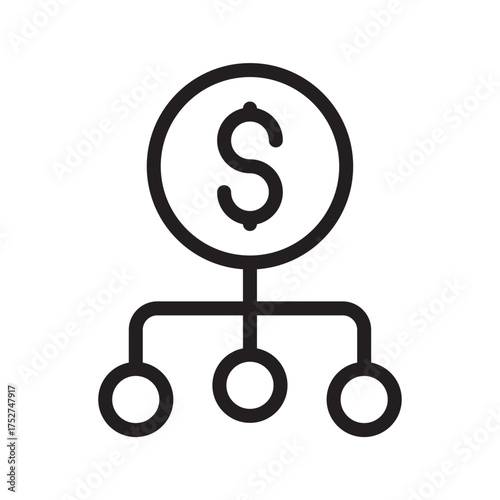  Dollar Hierarchy Icon – Budget Allocation & Revenue Distribution Outline Vector