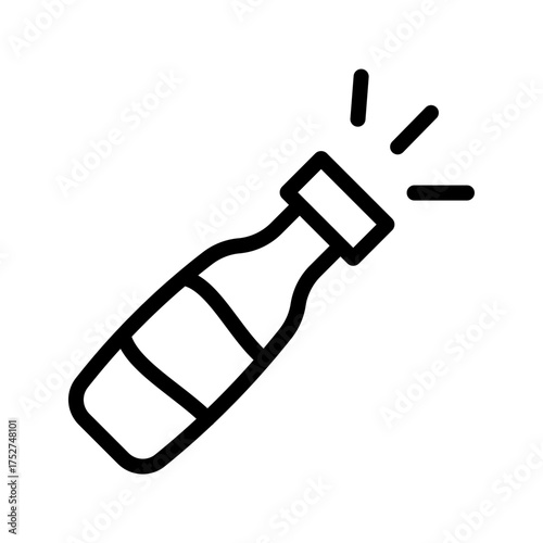 Popping Champagne Bottle Icon Celebration & Party Outline Vector