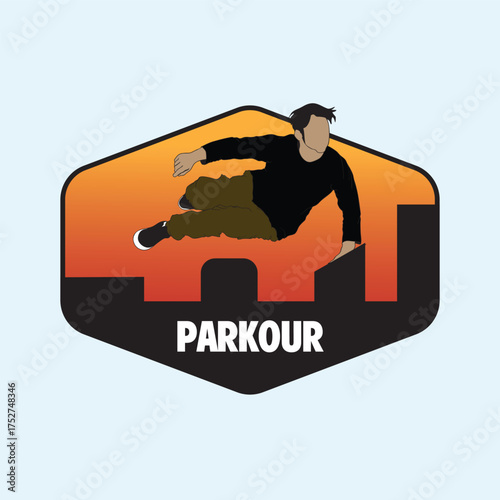 parkour style jumping illustration for logo vector image