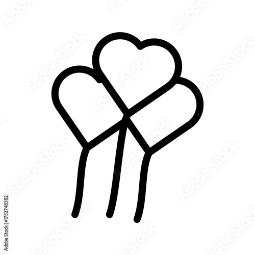Trio of Heart Balloons Icon Love & Celebration Outline Vector