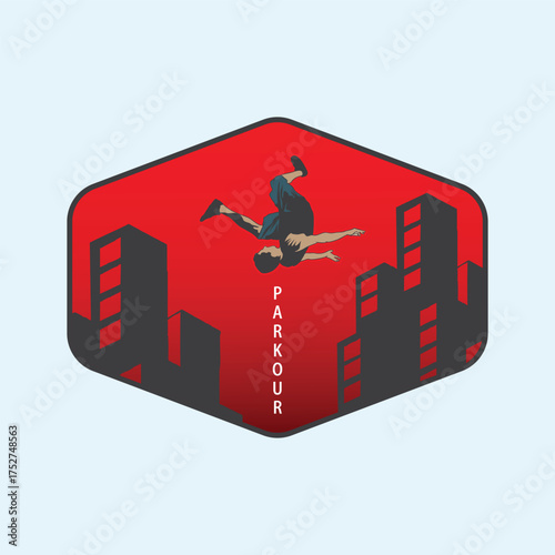 parkour style jumping illustration for logo vector image