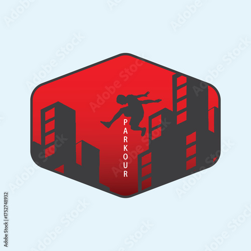 parkour style jumping illustration for logo vector image