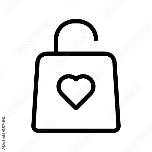 Unlocked Heart Padlock Icon Love & Secure Access Outline Vector