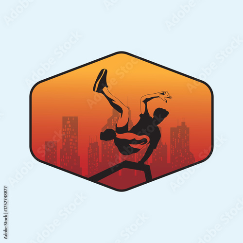 parkour style jumping illustration for logo vector image