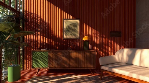 Cozy Interior Design with Natural Light and Shadow Play for a Relaxing Atmosphere