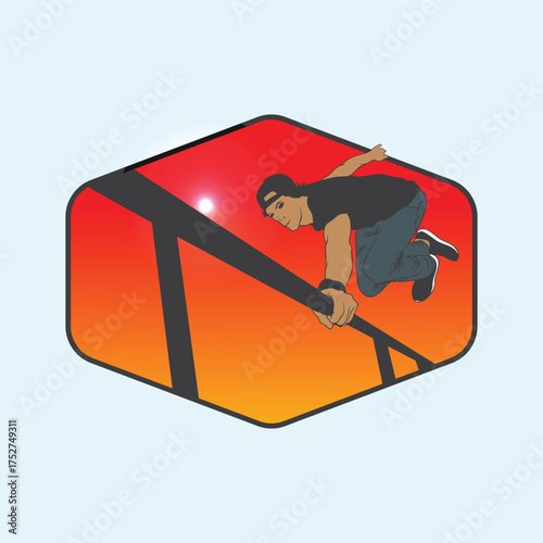 parkour style jumping illustration for logo vector image