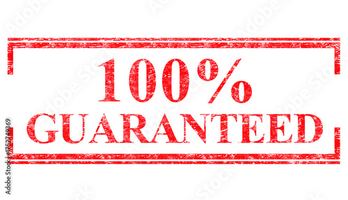 Fotografi red 100% guaranteed rubber stamp vector illustration element png file transparen