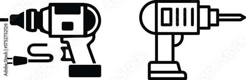 Drill machine icon outline ilustration vector symbol Drill machine icon vector illustration isolated Electric Power Drill Vector Icon Set Construction drill machine icon set , tools icon. illustration