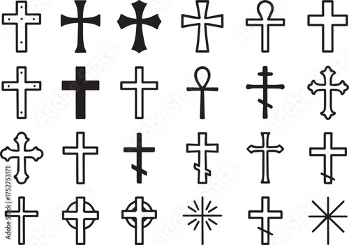 Diverse Collection of Christian Cross Symbols and Religious Icons