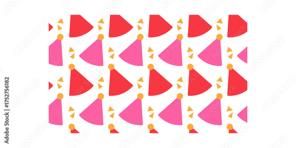 Obraz premium Party Hat Seamless Pattern Flat Colored Design for Birthday and New Year Celebration Background