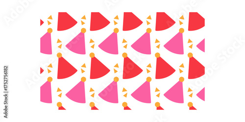 Party Hat Seamless Pattern Flat Colored Design for Birthday and New Year Celebration Background