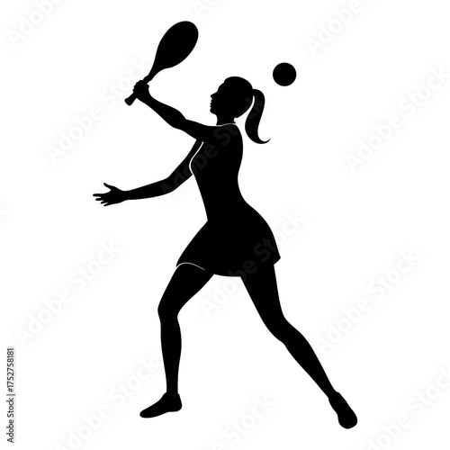 silhouette of a woman tanis player with tanis ball and bate