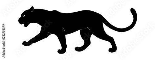 A black panther running with white brckground silhouette