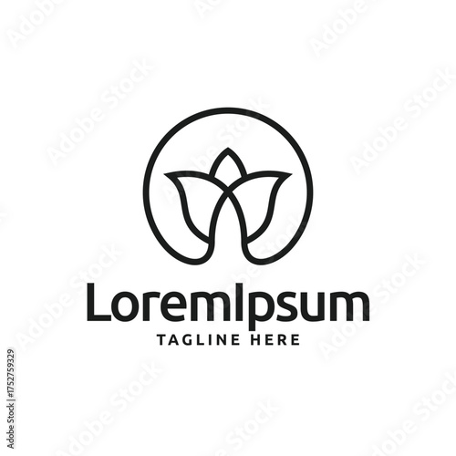 Minimalist monogram lotus flower logo
