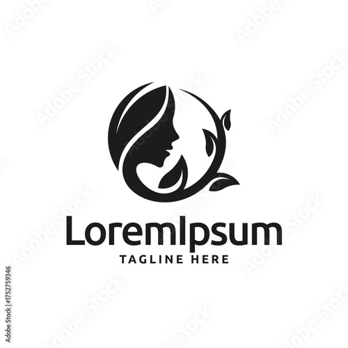 Woman hair nature logo icon