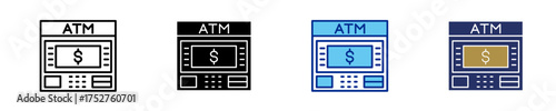 Atm Machine  Icon Set Multiple Style Collection
