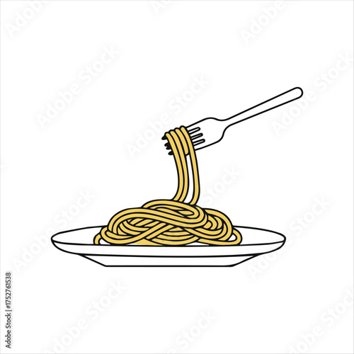 Spaghetti Delight A Visual Feast of Italian Cuisine with Fork Food Culinary Art and Plate Presentation