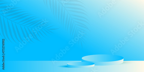 Cosmetic background for product, branding and packaging presentation. geometry form square molding on podium stage with shadow of leaf background. vector design.