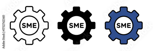 SME icon sized enterprises editable stroke outline icon isolated on white background. Vector icons illustrations for graphic design.