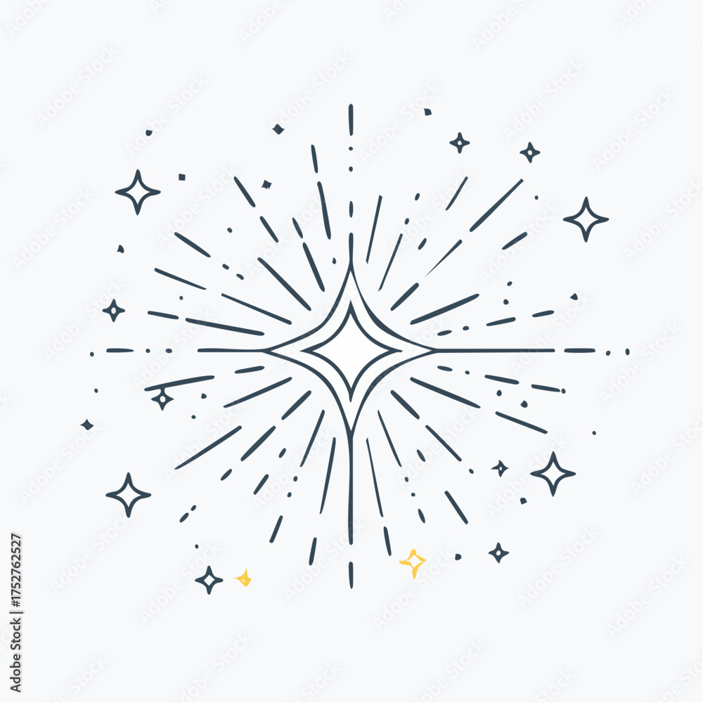 Obraz premium HandDrawn Starburst with Sparkling Star Elements.