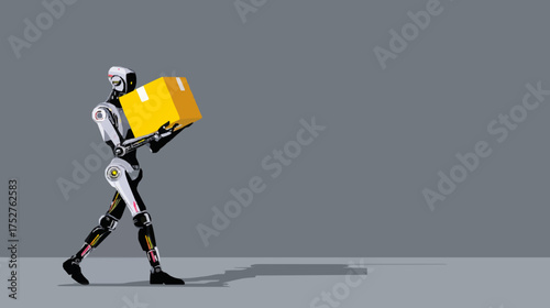 Humanoid Robot delivering big package box