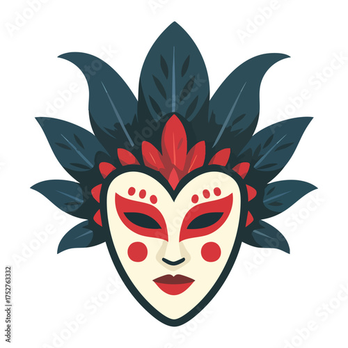 Black Venetian carnival mask vector illustration isolated on white, a symbol of masquerade and theater art