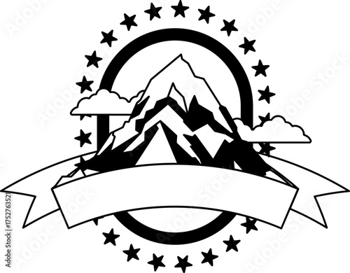 black and white logotype of isolate Snowy mountains.