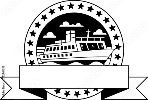 black and white logotype of a Cruise ship