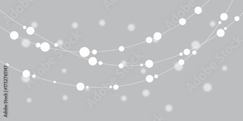 Gray Silver abstract vector background.light lamp led bulb string garland wire background.