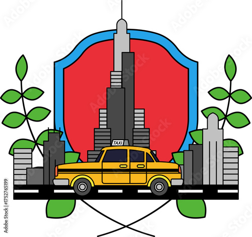 Taxis driving through the city