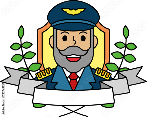 logotype of an Old ship captain