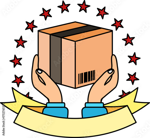 logotype of Hand holding a Percel box