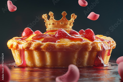 Sliced Roscon de Reyes topped with a crown, representing the cherished traditions of Epiphany Day.