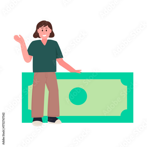 Untitled-2 Person holding large dollar bill cash illustration