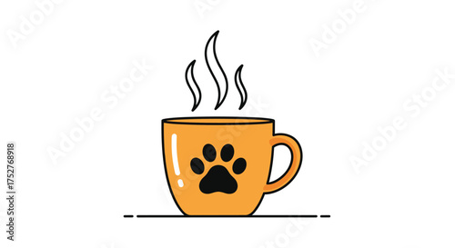 A warm cup of coffee with a paw print design for pets.