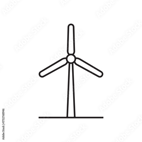 Simple outline wind turbine generating clean renewable energy