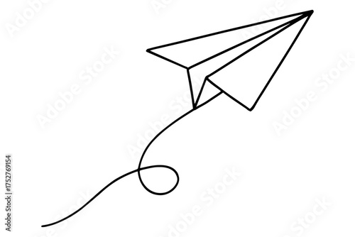 paper plane isolated,
Continuous Line Drawing of Paper Airplane,
Elegant Black Line Art on White Background
