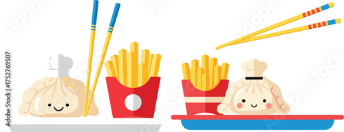 vector illustration of a fork and spoon,trench fries
