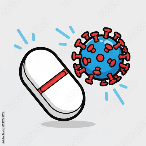 A capsule and a virus are displayed together