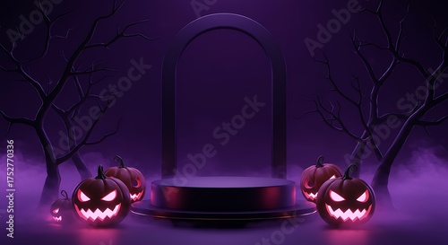 Eerie Halloween Showcase with Jack O' Lanterns and Fog