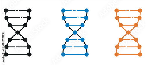 DNA helix icon set in line and solid style. Perfect for genetics, biotechnology, and science design. Modern and clean vector illustration.