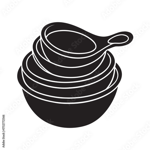 Ceramic Measuring Cup Set Silhouette Illustration