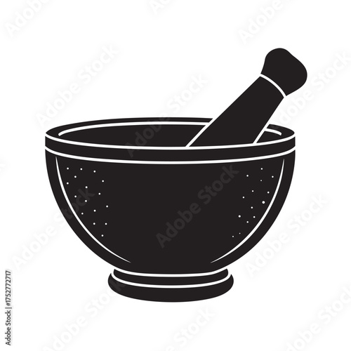 Ceramic Mortar And Pestle Silhouette Illustration